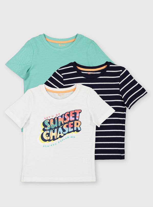 Teal, Stripe & Sunset Chaser T-Shirt 3 Pack - 1-1.5 years